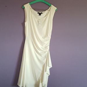 White House Black Market Cream Dress w Ruching